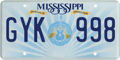 MS license plate GYK998