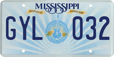 MS license plate GYL032