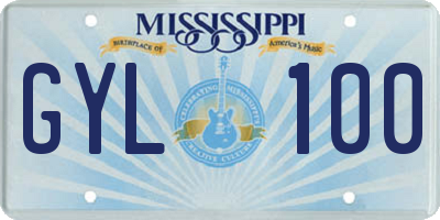 MS license plate GYL100