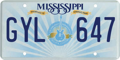 MS license plate GYL647