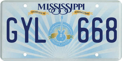 MS license plate GYL668