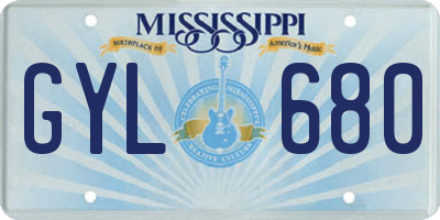 MS license plate GYL680