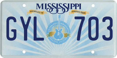MS license plate GYL703