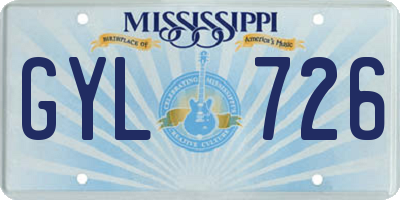 MS license plate GYL726