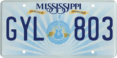 MS license plate GYL803