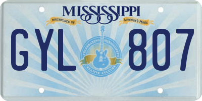 MS license plate GYL807