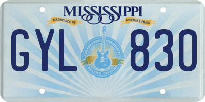 MS license plate GYL830