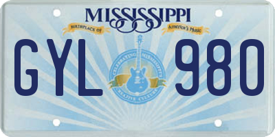 MS license plate GYL980