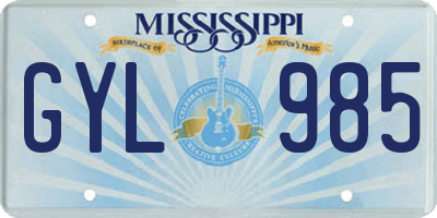 MS license plate GYL985
