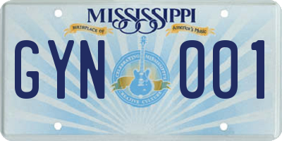 MS license plate GYN001