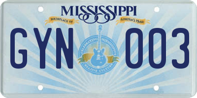 MS license plate GYN003