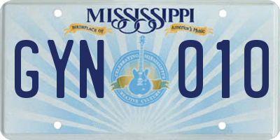 MS license plate GYN010