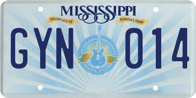 MS license plate GYN014