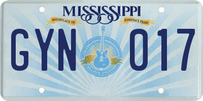 MS license plate GYN017