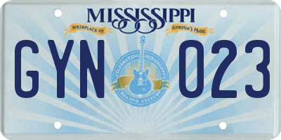 MS license plate GYN023