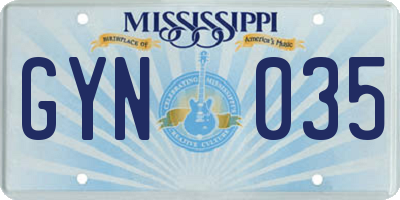 MS license plate GYN035