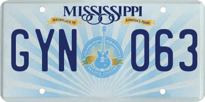 MS license plate GYN063