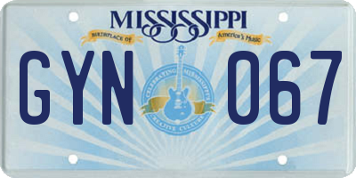 MS license plate GYN067