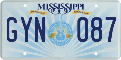 MS license plate GYN087