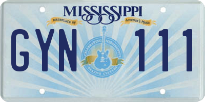 MS license plate GYN111