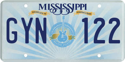 MS license plate GYN122