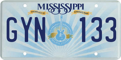 MS license plate GYN133