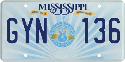 MS license plate GYN136