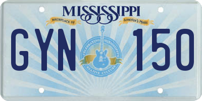 MS license plate GYN150