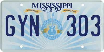 MS license plate GYN303