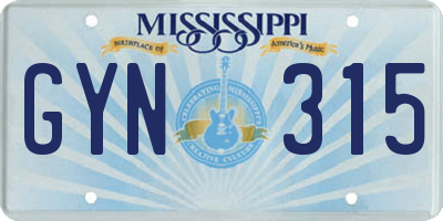 MS license plate GYN315