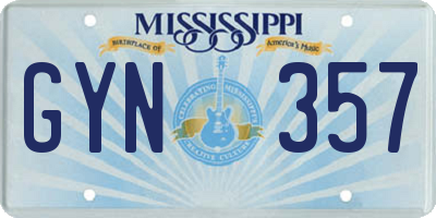 MS license plate GYN357