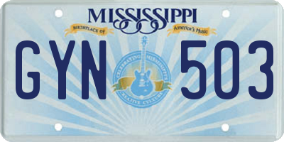 MS license plate GYN503