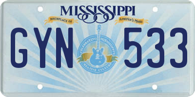 MS license plate GYN533