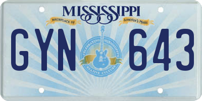 MS license plate GYN643