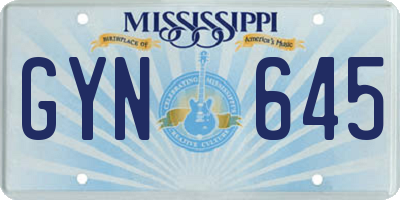 MS license plate GYN645