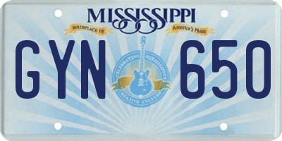 MS license plate GYN650