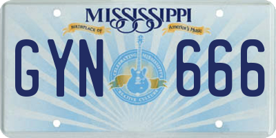 MS license plate GYN666
