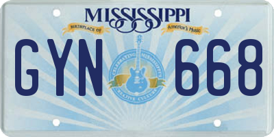 MS license plate GYN668
