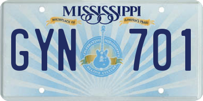 MS license plate GYN701