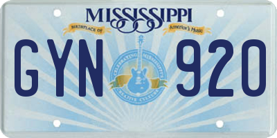 MS license plate GYN920
