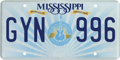 MS license plate GYN996