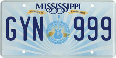 MS license plate GYN999
