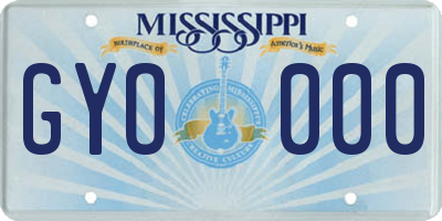 MS license plate GYO000