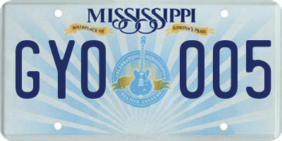MS license plate GYO005