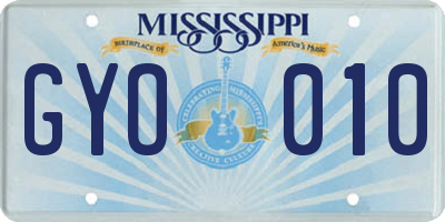 MS license plate GYO010