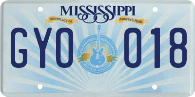 MS license plate GYO018