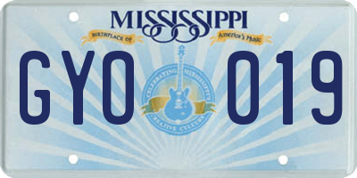 MS license plate GYO019