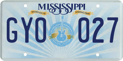 MS license plate GYO027