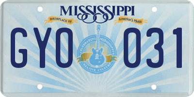 MS license plate GYO031