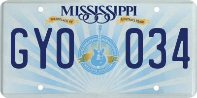 MS license plate GYO034